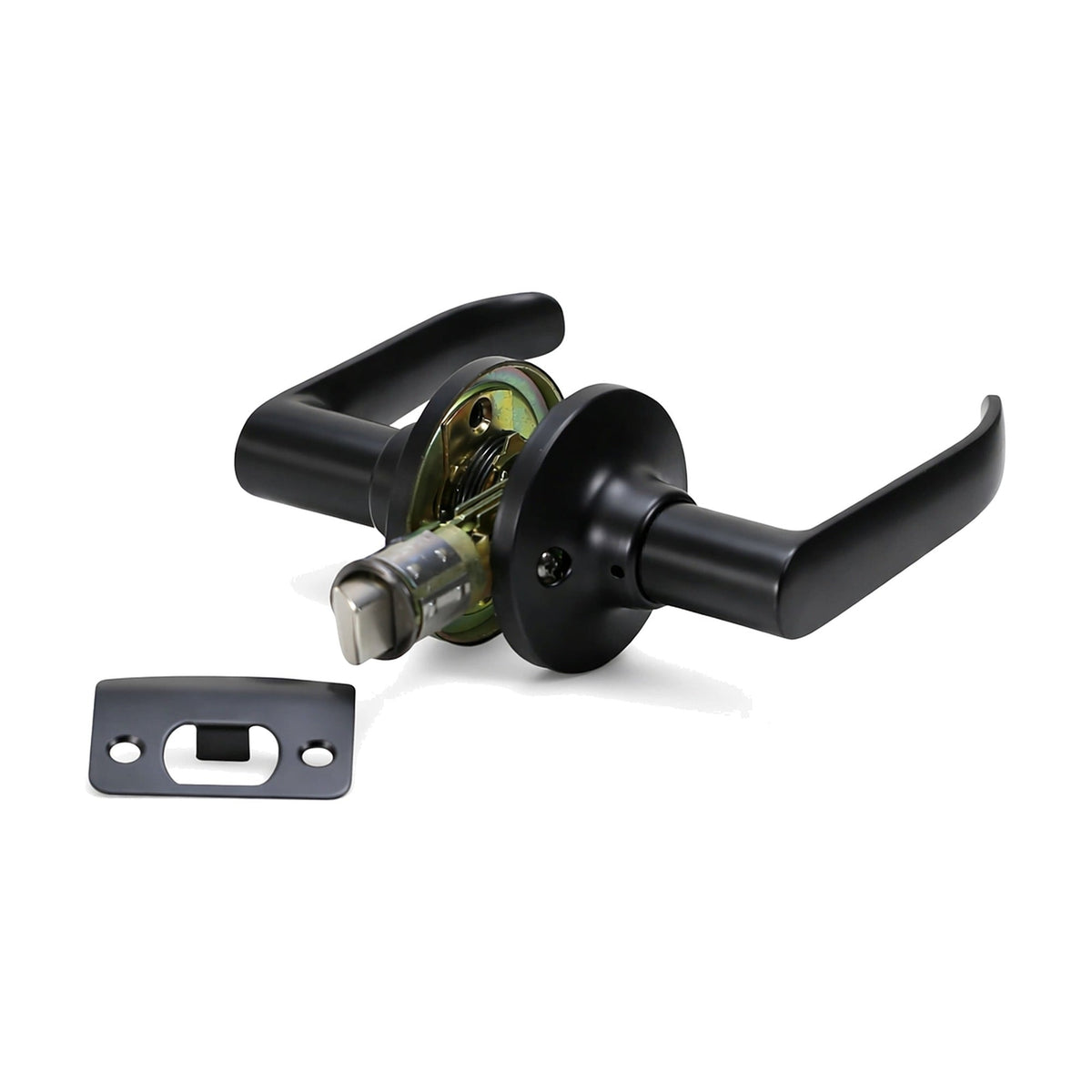 Folkamp RV door lockset, Lever, Matte Black, Passage (1226-MB)