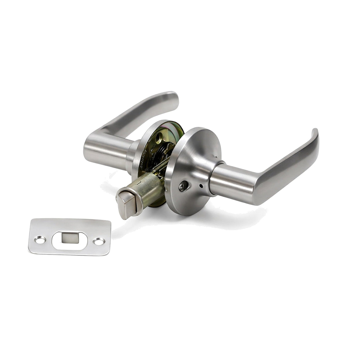 Folkamp RV door lockset, Lever, Satin Nickel, Passage (1226-SN)