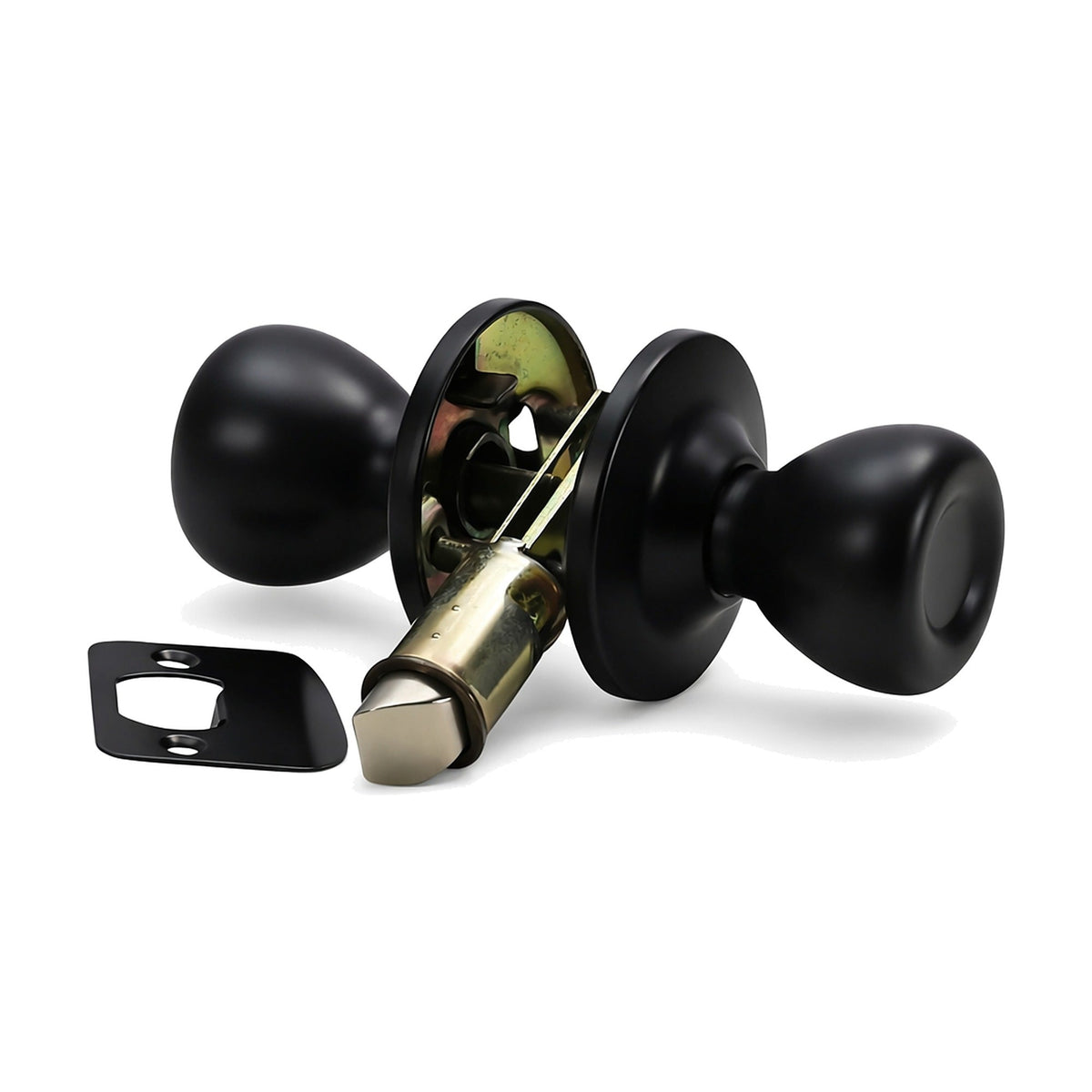 Folkamp RV door lockset, Tulip Knob, Matte Black, Passage (1220-MB)