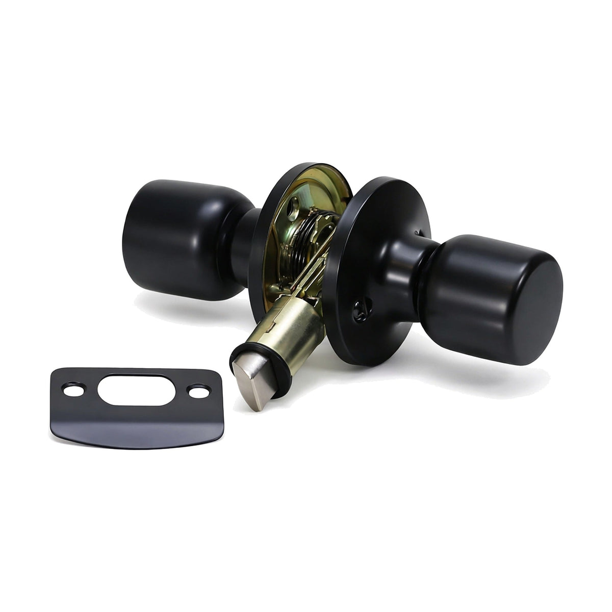 Folkamp RV door lockset, Cylinder Knob, Matte Black, Passage (1222-MB)