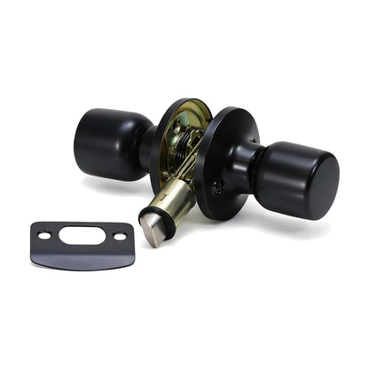 Folkamp RV door lockset, Cylinder Knob, Matte Black, Passage (1222-MB)