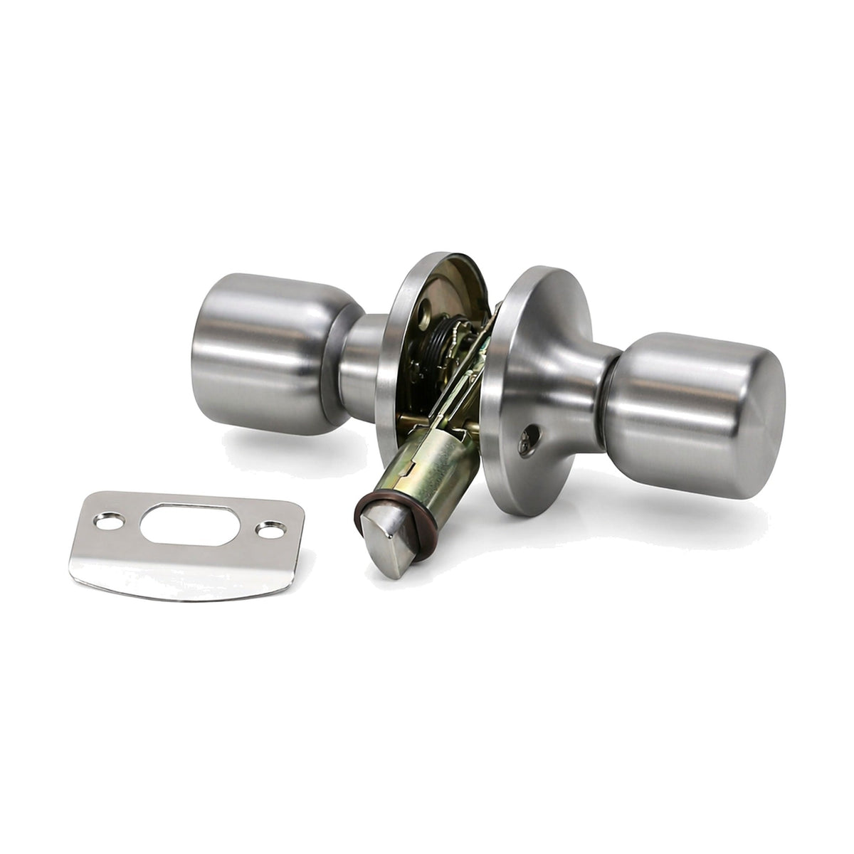 Folkamp RV door lockset, Cylinder Knob, Satin Nickel, Passage (1222-SN)