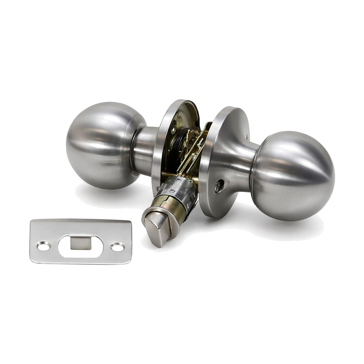 Folkamp RV door lockset, Ball Knob, Satin Nickel, Passage (1225R-SN)