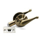 Folkamp RV door lockset, Scroll Lever, Antique English, Passage (1229-AE)