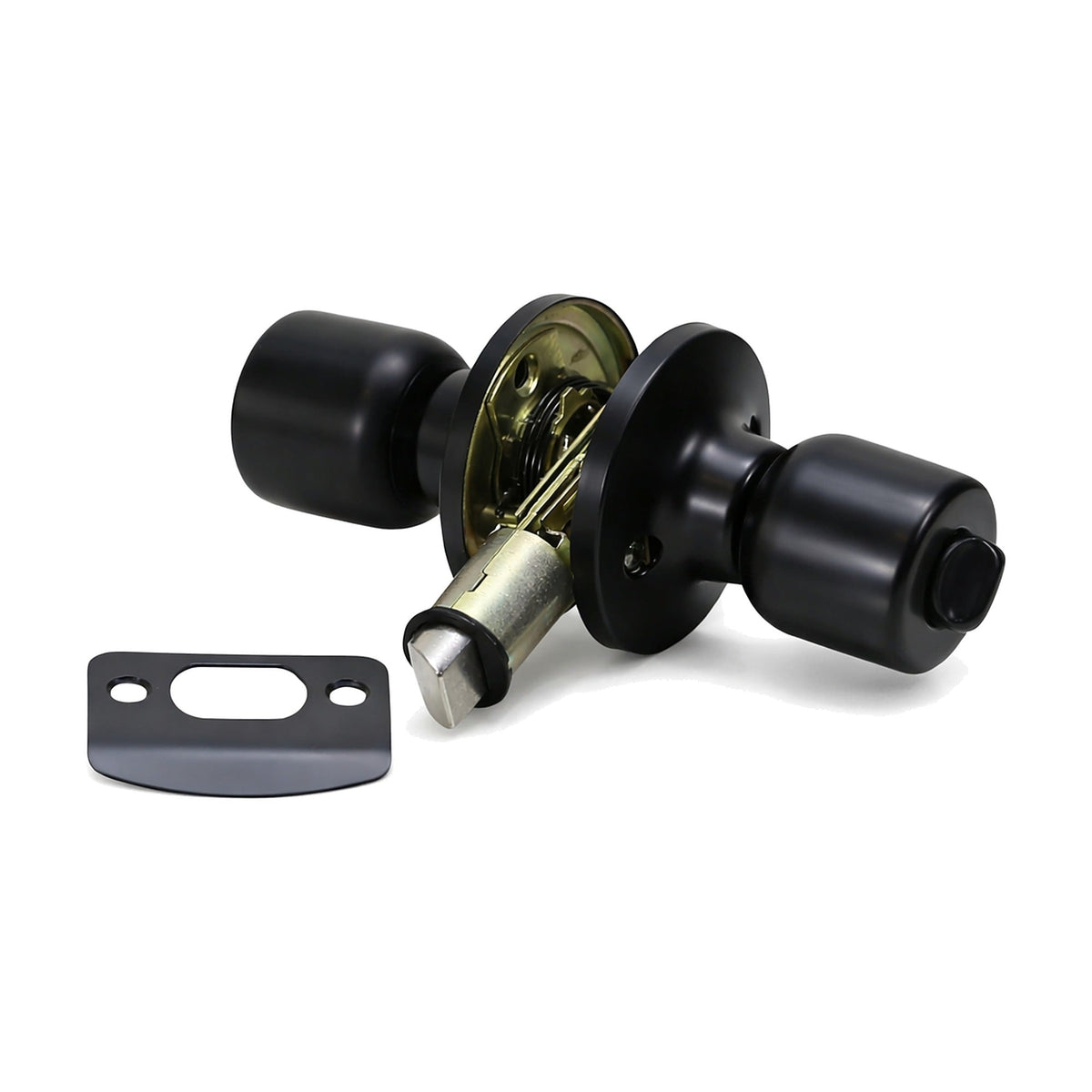 Folkamp RV door lockset, Cylinder Knob, Matte Black, Privacy (1332-MB)