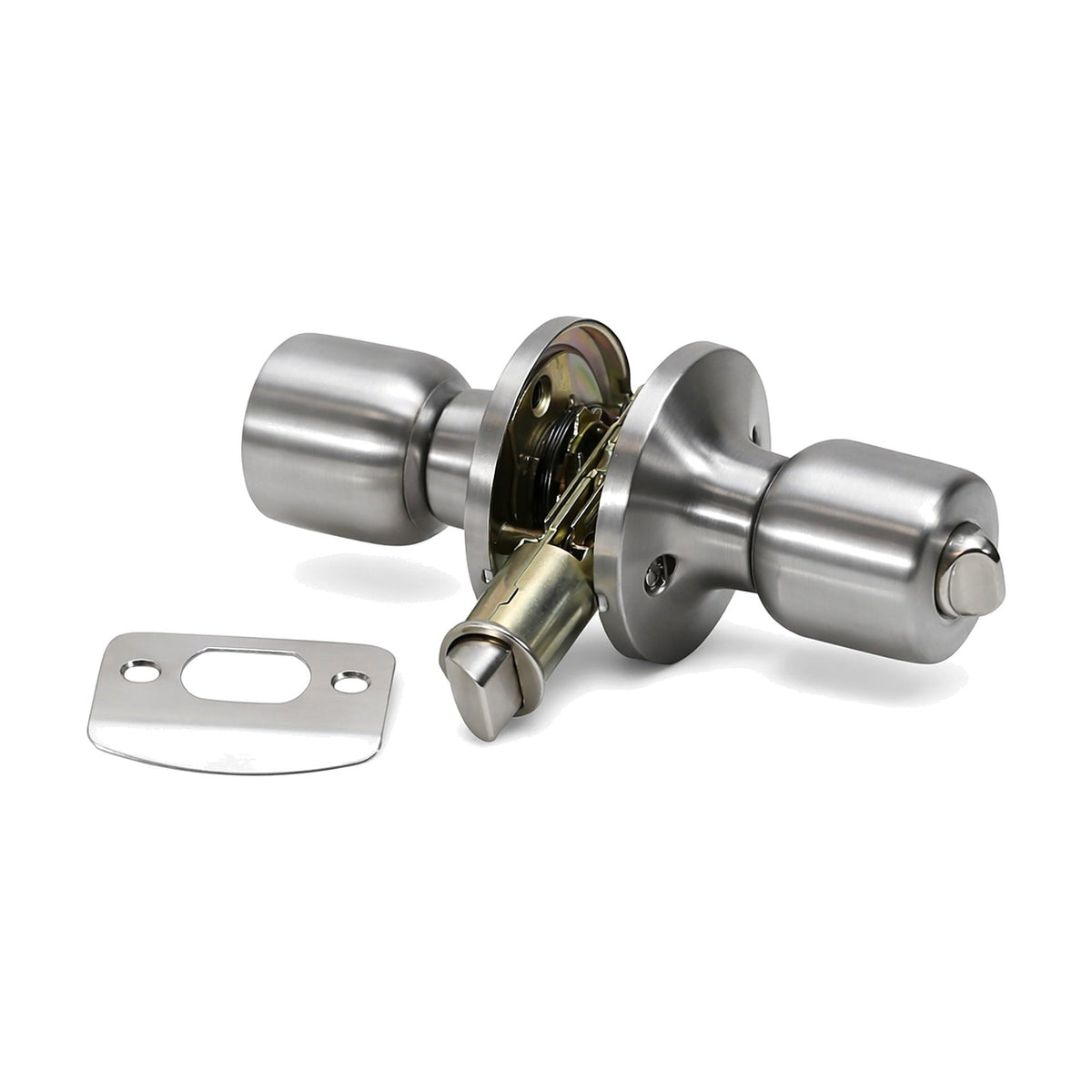 Folkamp RV door lockset, Cylinder Knob, Satin Nickel, Privacy (1332-SN)