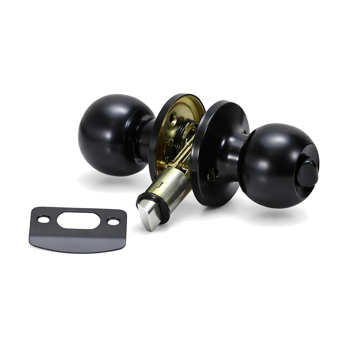 Folkamp RV door lockset, Ball Knob, Matte Black, Privacy (1335R-MB)