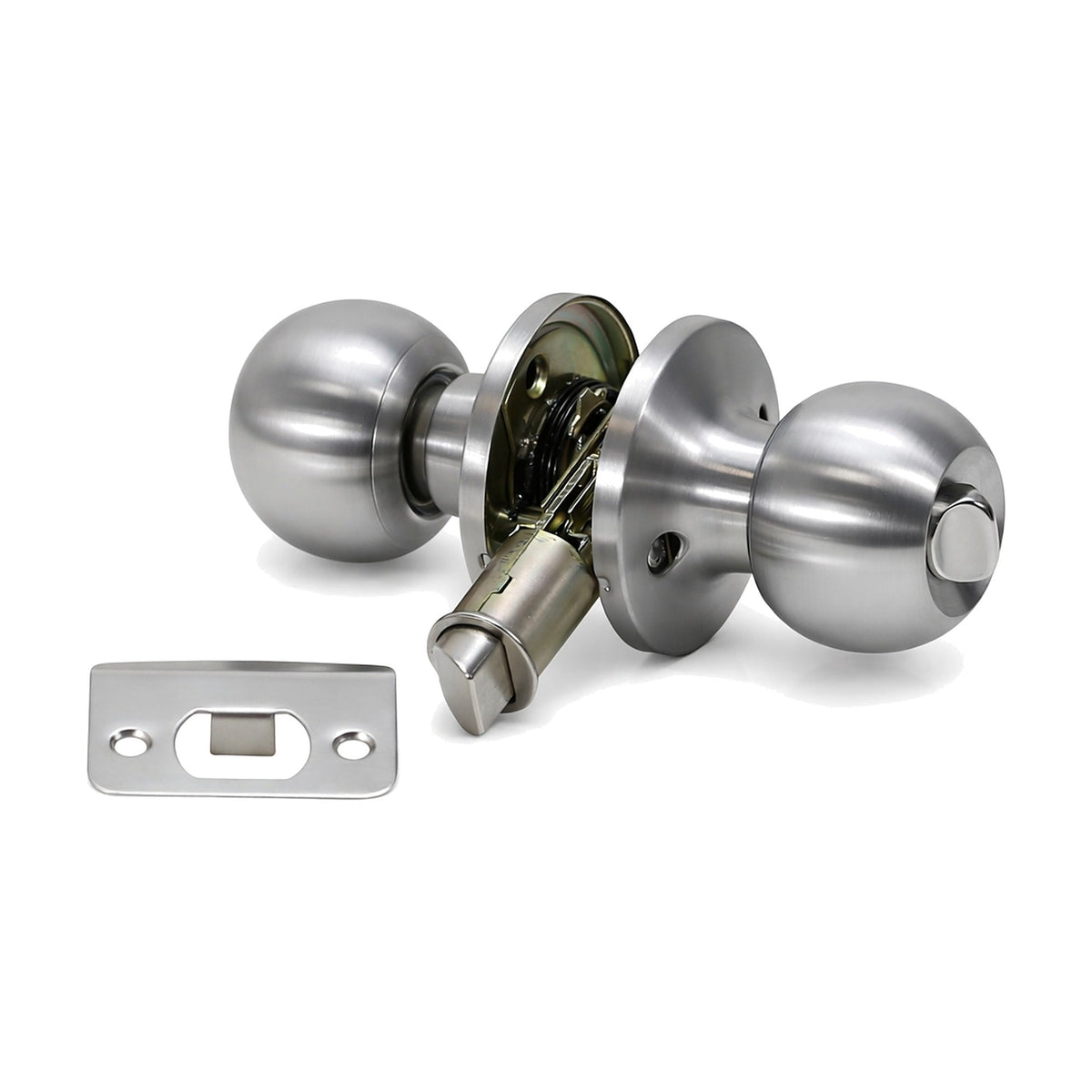Folkamp RV door lockset, Ball Knob, Satin Nickel, Privacy (1335R-SN)