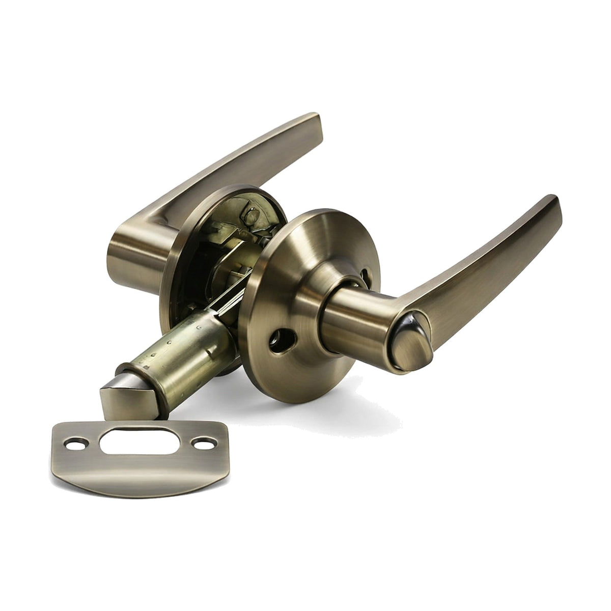 Folkamp RV door lockset, Straight Lever, Antique English, Privacy (2338-AE)