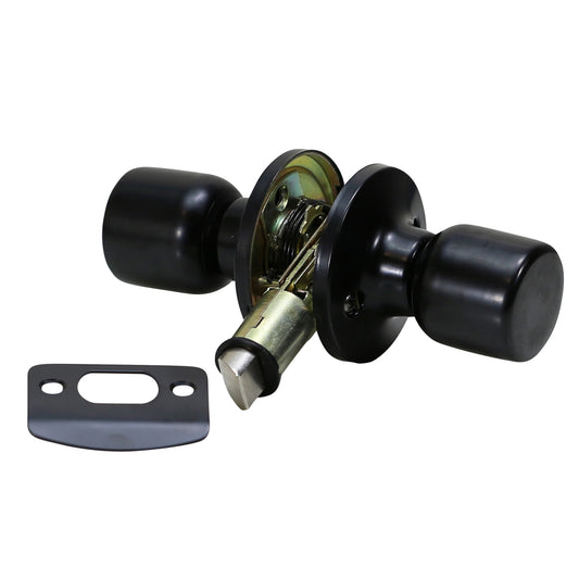 Folkamp -Style 1 - Matte Black - Passage - RV, Trailer, Mobile Home - Lockset Door Knob- Drive In Latch