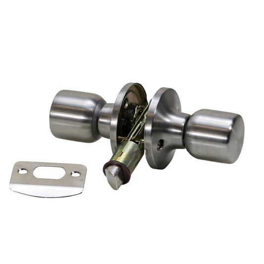 Folkamp -Style 1 - Satin Nickle - Passage - RV, Trailer, Mobile Home - Lockset Door Knob- Drive In Latch