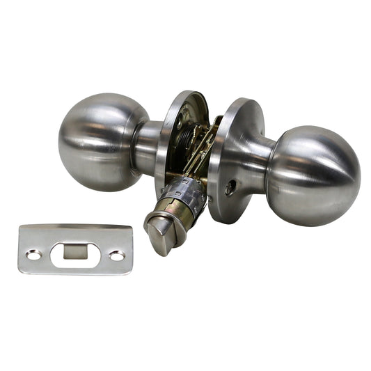 Folkamp -Style 2 - Satin Nickle - Passage - RV, Trailer, Mobile Home - Lockset Door Knob- Drive In Latch