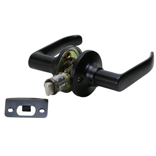 Folkamp -Style 3 - Matte Black - Passage - RV, Trailer, Mobile Home - Lockset Door Knob- Drive In Latch