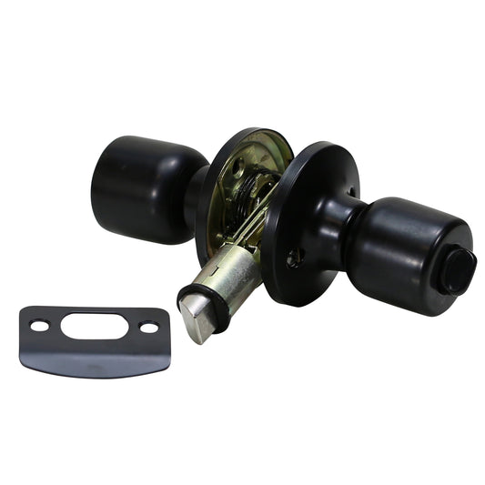 Folkamp -Style 1 - Matte Black - Privacy - RV, Trailer, Mobile Home - Lockset Door Knob- Drive In Latch