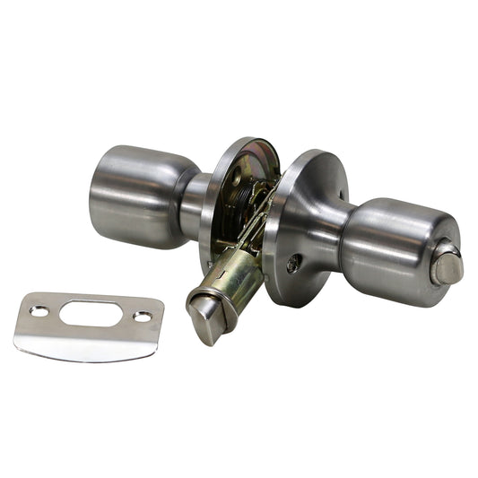 Folkamp -Style 1 - Satin Nickle - Privacy - RV, Trailer, Mobile Home - Lockset Door Knob- Drive In Latch