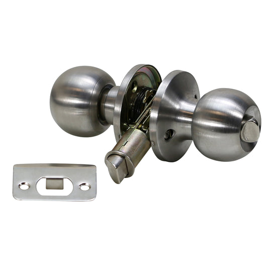 Folkamp -Style 2 - Satin Nickle - Privacy - RV, Trailer, Mobile Home - Lockset Door Knob- Drive In Latch