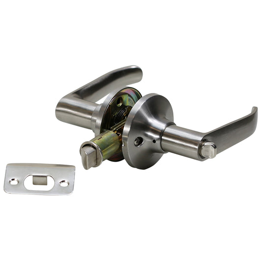 Folkamp -Style 3 - Satin Nickle - Privacy - RV, Trailer, Mobile Home - Lockset Door Knob- Drive In Latch